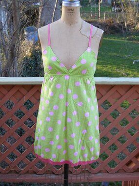 NEW size L Twinklzzz Polka dot Green and pink chemise nightie
